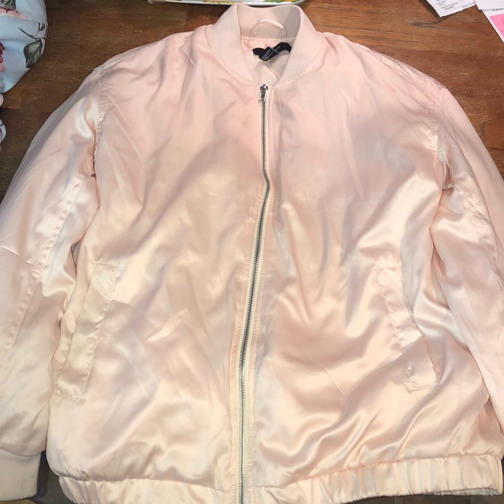 Forever 21 baby pink bomber jacket